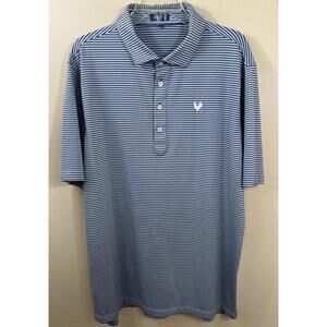 Stitch Polo Shirt Mens X Large Blue Striped Short Sleeve Golf Stretchy Dri Fit